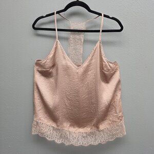 Skylar + Jade Shirt Womens Large Pink Lace Trim Cami Tank Top V Neck Racerback